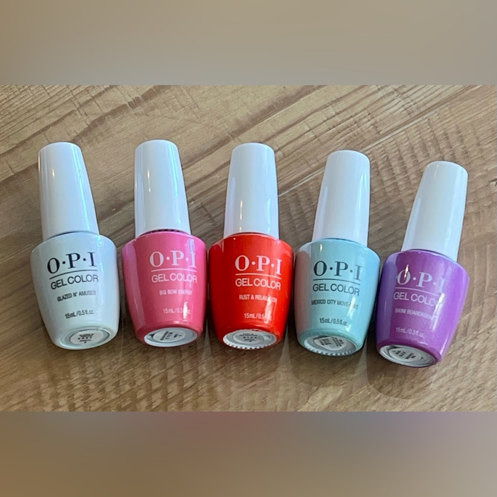 5 OPI Gel Colors: Glazed N’ Amused, Pink, Orange/Red, Mint, Lavender FREE ship!